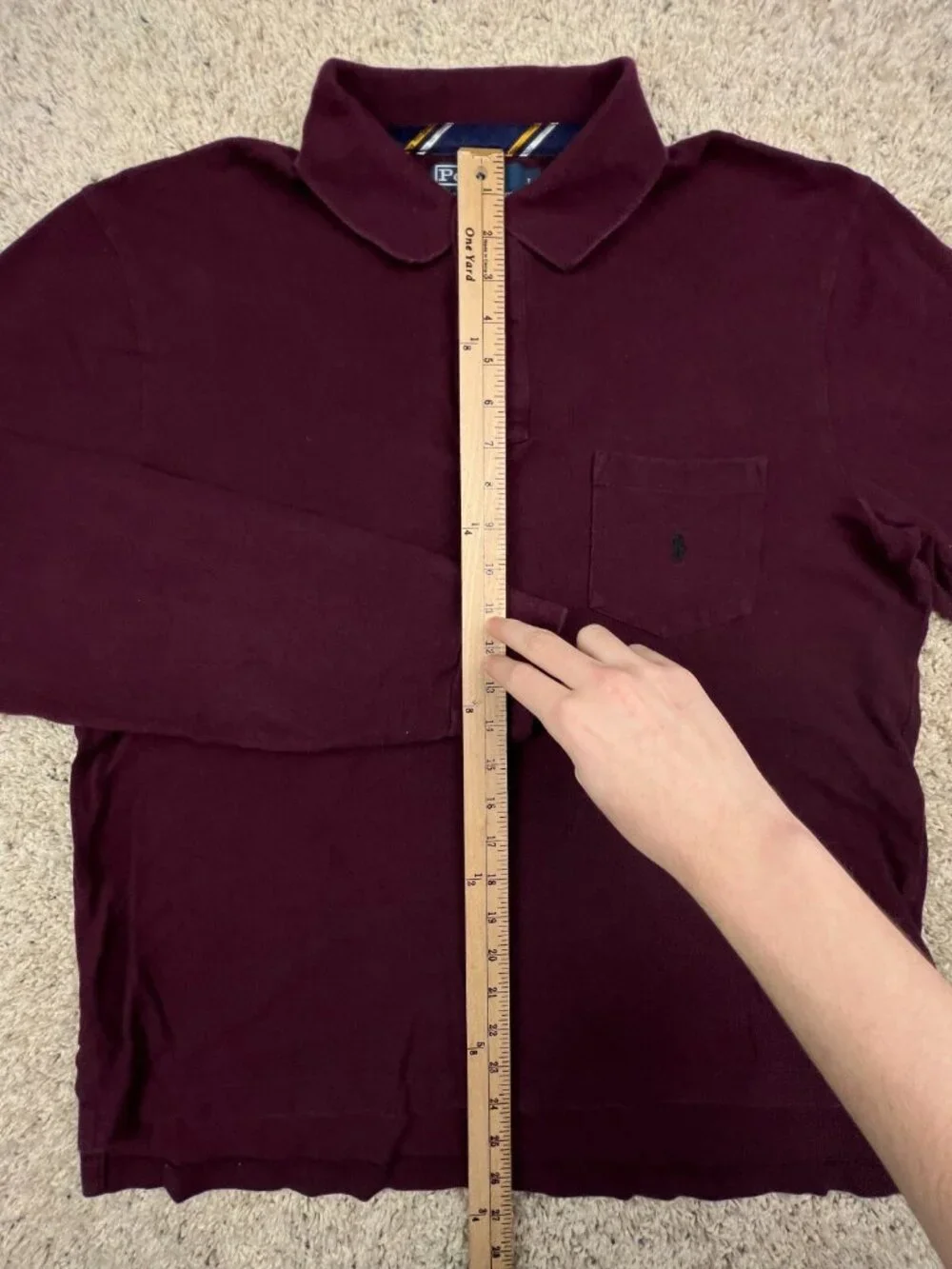 Polo Ralph Lauren Long Sleeve Polo Shirt Men’s Cotton Size Large Maroon Red